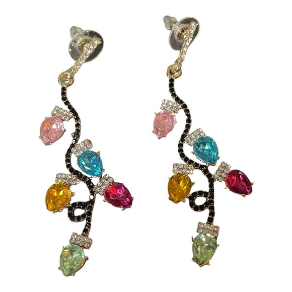🎄 Vintage Christmas Lights Earrings – Multicolor Rhinestones ✨ - Picture 3 of 6